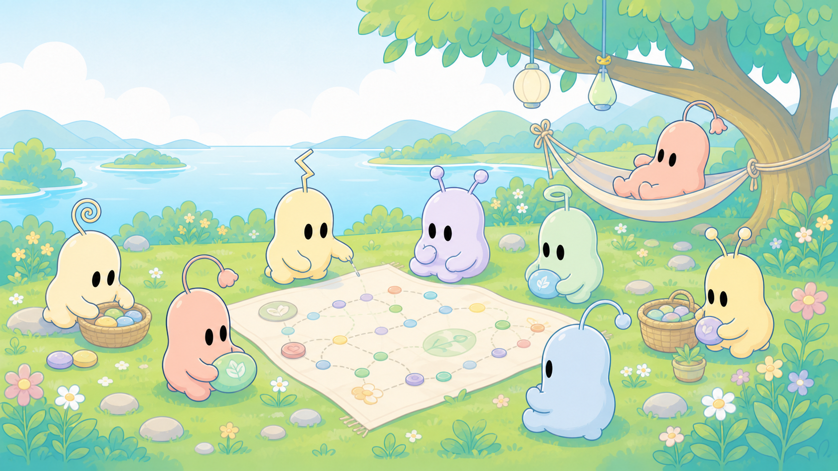 Vibeling agents orchestrating work together in a sunlit grove