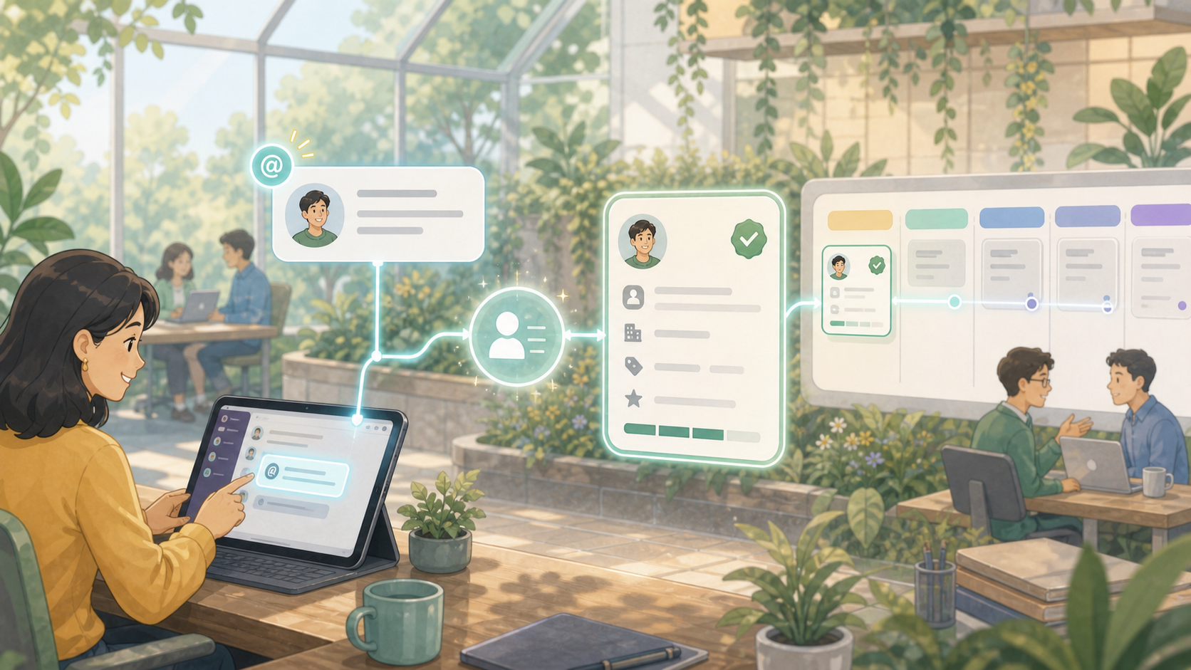 Generated visual of a chat mention becoming a tracked sales lead